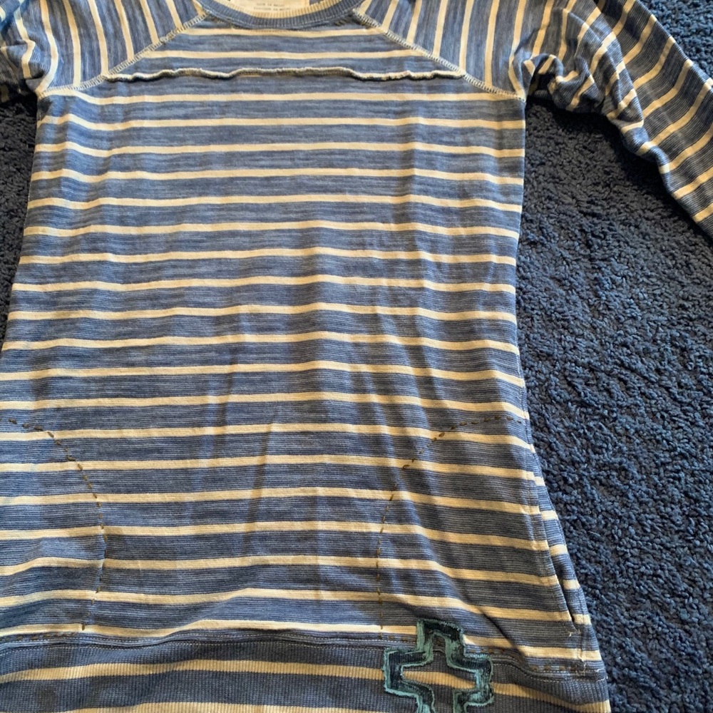 Blue/cream striped Free People shirt